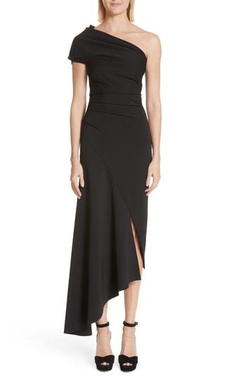 Women's Oscar De La Renta Asymmetrical One-shoulder Dress - Black