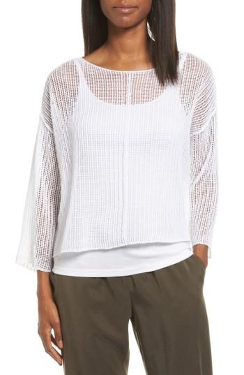 Women's Eileen Fisher Organic Linen Crop Sweater - White
