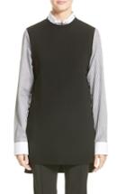 Women's Adam Lippes Side Button Merino Wool Tunic Sweater - Black