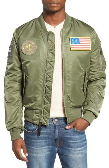 Men's Alpha Industries Slim Fit Reversible Ma-1 Flex Bomber Jacket - Green