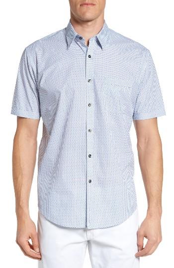 Men's James Campbell 'ellerbe' Regular Fit Short Sleeve Sport Shirt, Size - Blue