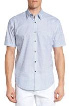Men's James Campbell 'ellerbe' Regular Fit Short Sleeve Sport Shirt, Size - Blue