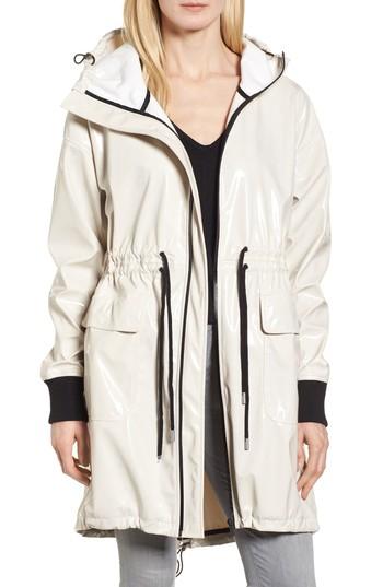 Women's Sosken Fawn Patent Hooded Raincoat /2 - Grey