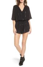 Women's Stone Row Hook It Up Metallic Stripe Romper - Black