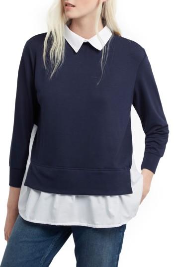 Women's French Connection Fresh Jersey Layer Look Shirt - Blue