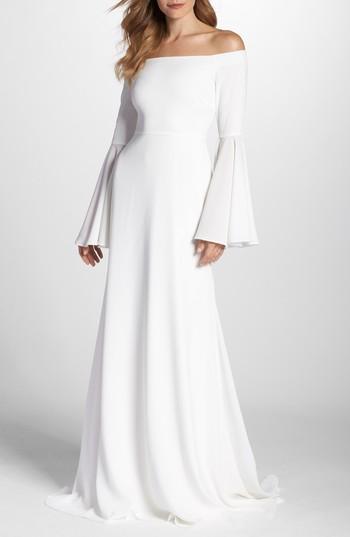 Women's Joanna August Bowie Off The Shoulder Bell Sleeve Gown - White