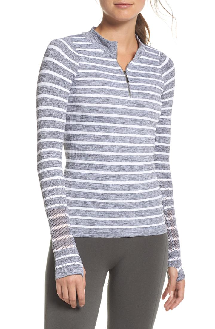 Women's Free People Movement Striped Slay Quarter Zip Top