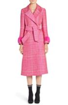 Women's Fendi Pop Genuine Mink Fur Trim Prince Of Wales Check Coat Us / 46 It - Pink