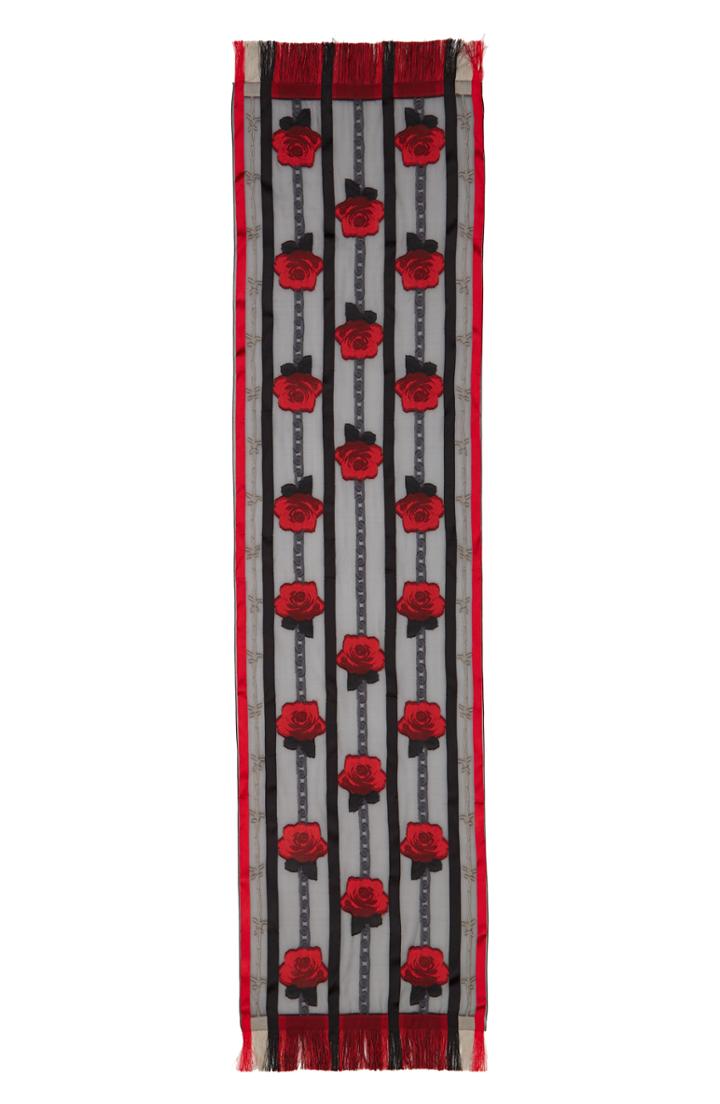 Women's Alexander Mcqueen Barbed Rose Fil Coupe Scarf, Size - Black