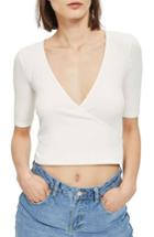 Women's Topshop Crop Wrap Top Us (fits Like 10-12) - Ivory
