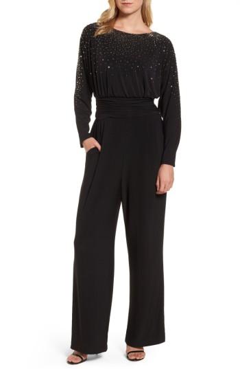 Women's Vince Camuto Rhinestone Blouson Jumpsuit - Black
