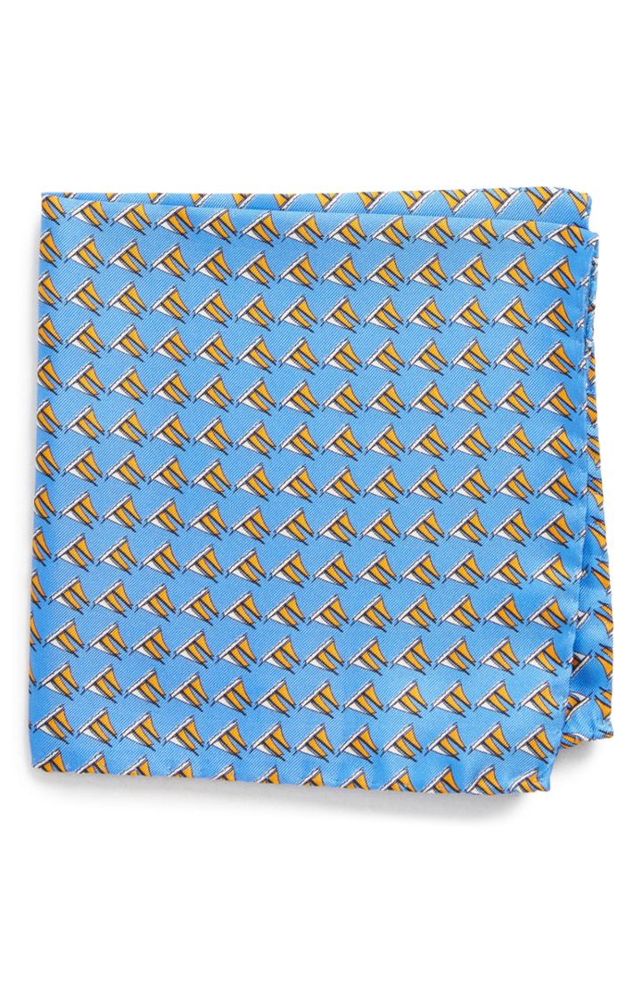 Men's Lazyjack Press Three Sheets To The Wind Silk Pocket Square, Size - Blue