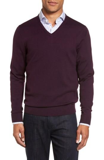 Men's Nordstrom Men's Shop V-neck Merino Wool Sweater - Purple