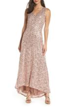 Women's Morgan & Co. Sequin & Lace High/low Gown - Metallic