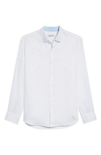Men's Tommy Bahama Down The Isle Regular Fit Silk Blend Sport Shirt, Size - White
