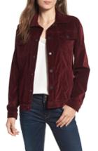 Women's Hudson Jeans Velvet Trucker Jacket - Burgundy