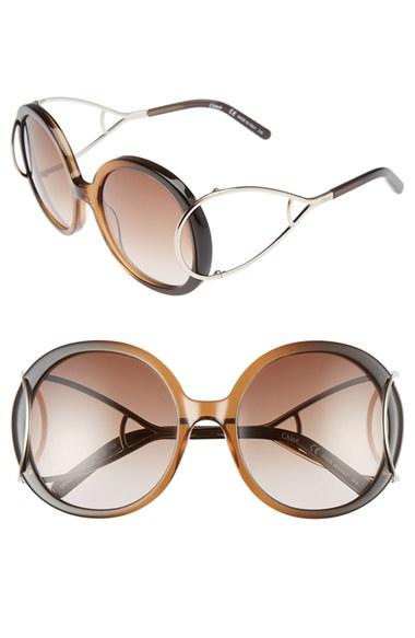 Women's Chloe 'jackson' 56mm Round Sunglasses - Gradient Brown