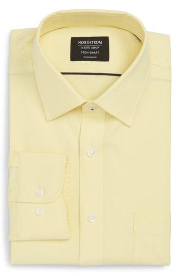 Men's Nordstrom Men's Shop Tech-smart Traditional Fit Stretch Pinpoint Dress Shirt - 32/33 - Yellow