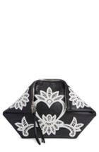 Alexander Mcqueen Embroidered Leather Butterfly Pouch - Black
