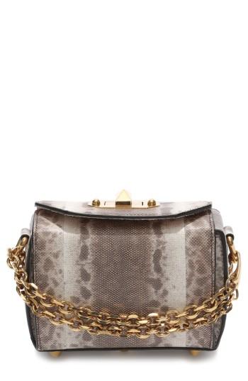 Alexander Mcqueen Mini Box Genuine Snakeskin Bag - White