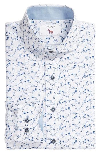 Men's Lorenzo Uomo Trim Fit Floral Dress Shirt - 34 - Blue
