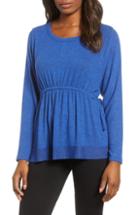 Women's Caslon Cozy Tie Waist Peplum Top, Size - Blue