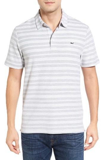 Men's Vineyard Vines Stripe Polo - Grey