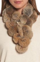 Women's Love Token Genuine Rabbit Fur Scarf, Size - Brown