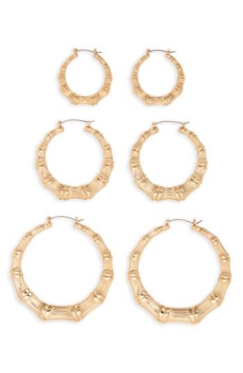 Women's Bp. 3-pack Bamboo Hoop Earrings