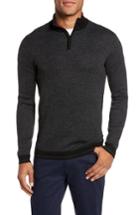 Men's Ted Baker London Stripe Quarter Zip Sweater (l) - Black