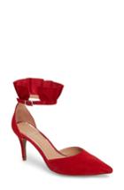 Women's Linea Paolo Pammy Ruffled Pointy Toe Pump M - Red