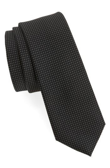 Men's Calibrate Black & White Silk Tie, Size - Black