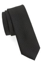 Men's Calibrate Black & White Silk Tie, Size - Black