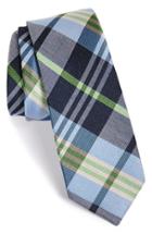 Men's The Tie Bar 'crystal Wave' Silk & Linen Plaid Tie, Size - Blue (online Only)