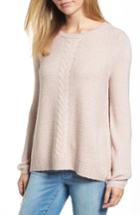 Women's Caslon Cable Front Sweater - Pink