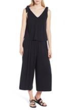 Women's Bobeau Tie Sleeve Popover Jumpsuit - Black