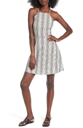 Women's Lush Stripe Linen & Cotton High Neck Dress