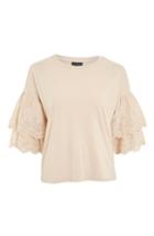 Women's Topshop Eyelet Layer Sleeve Tee T-shirt Us (fits Like 0-2) - Pink