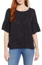 Women's Lucky Brand Floral Jacquard Top - Black