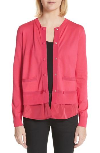 Women's Moncler Maglia Ruffle Hem Tricot Cardigan - Pink