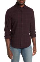 Men's Bonobos Slim Fit Plaid Brushed Twill Sport Shirt, Size R - Burgundy