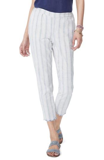 Women's Nydj Hidden Drawstring Stripe Crop Pants - White