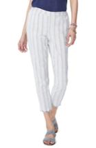Women's Nydj Hidden Drawstring Stripe Crop Pants - White
