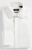 Men's Boss 'marlyn' Sharp Fit Stripe French Cuff Tuxedo Shirt R - White