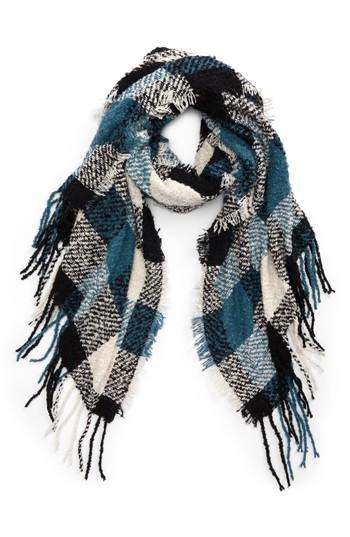 Women's Nyc Underground Buffalo Check Boucle Scarf, Size - Blue