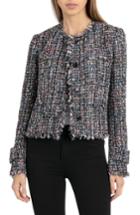 Women's Bagatelle Collarless Tweed Jacket - Grey