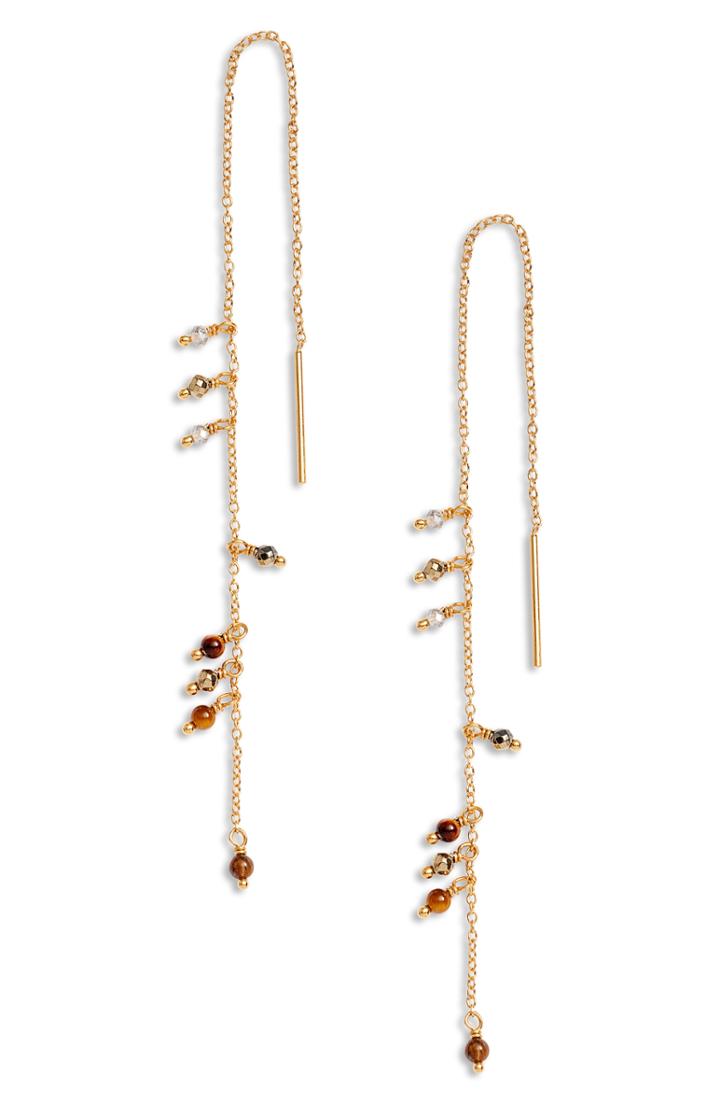 Women's Chan Luu Tiger's Eye Threader Earrings