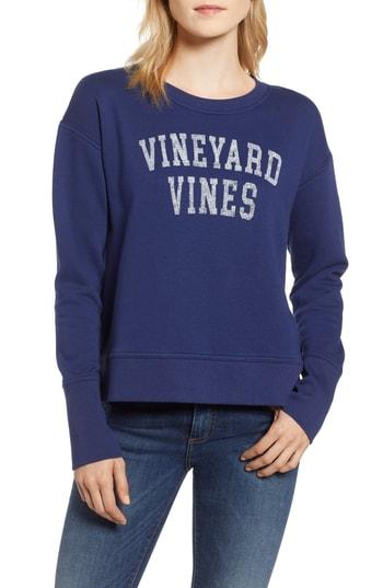 Women's Vineyard Vines Crewneck Cotton Blend Sweatshirt - Blue
