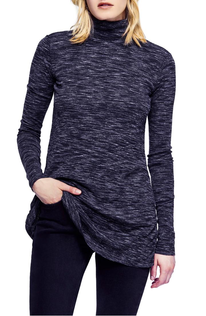 Women's Free People Stone Cold Turtleneck Top - Black