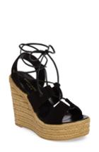 Women's Saint Laurent Woven Espadrille Wedge Sandal Us / 36eu - Black